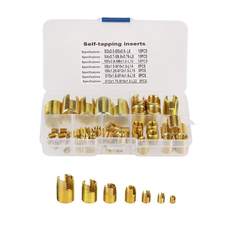 [Australia - AusPower] - 50PCS Self Threaded Inserts, Thread Repair Kit, Repair Tool, Tapping Thread Slotted for Metal Plastic Wood 