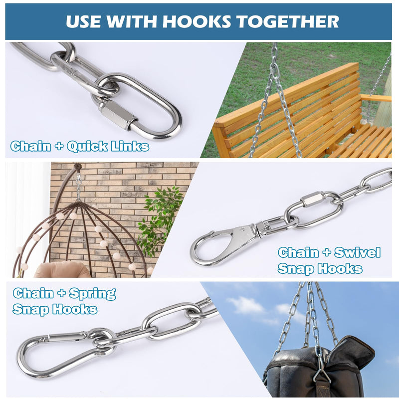 [Australia - AusPower] - Stainless Steel Chain, 5/64In × 6.6Ft Small Strong Chain Link Chain, Light Weight Chainlink Utility Metal Decorative Chain Key Chain Belt Chain Hanging Chain for Bird Feeder Planters Sign 5/64 In 6.6 Ft, 2 Pcs 