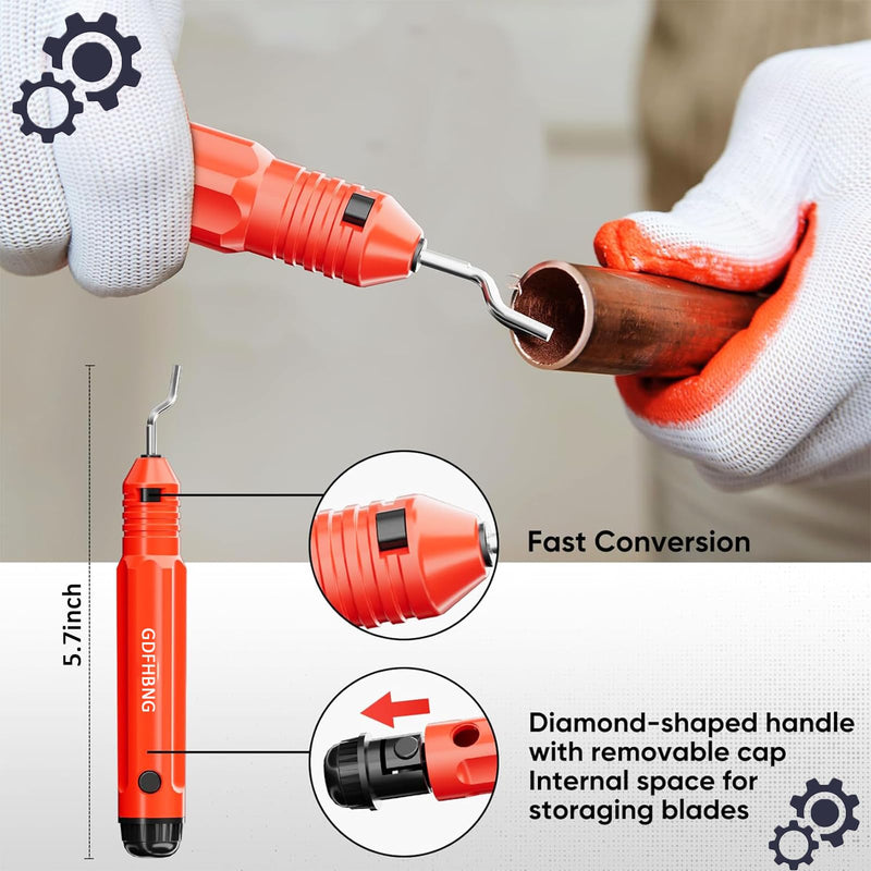 Ratcheting Tubing Cutter, Copper Pipe Cutter, Tubing Cutter 5/16" To 1 1/8", 2 in 1-360° Close Quarters Tube Compact Cutter with Deburring Tool for Cutting Copper and Metal Pipes(Red,1/4"–7/8")