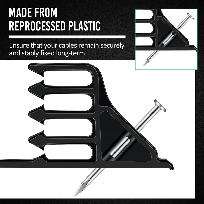 [Australia - AusPower] - 50 Pcs Cable Stackers Electrical Cable Staples Wire Stackers Insulated Multi Cable Staple Sort out Electric Cables Efficient Cable Organization for Various Quantities of Cables (Black) 50 