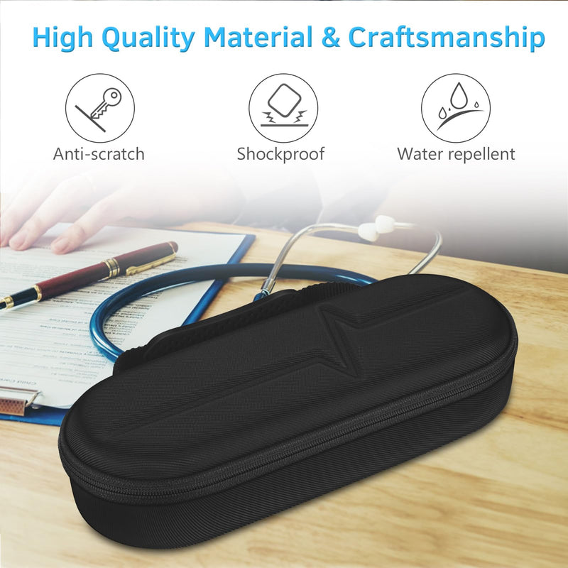 [Australia - AusPower] - Stethoscope Case for 3M Littmann Classic III, Lightweight II S.E, Cardiology IV Diagnostic, MDF Acoustica Stethoscopes - Travel Hard Carrying Bag for Doctor & Nurse Accessories (Black) Black 