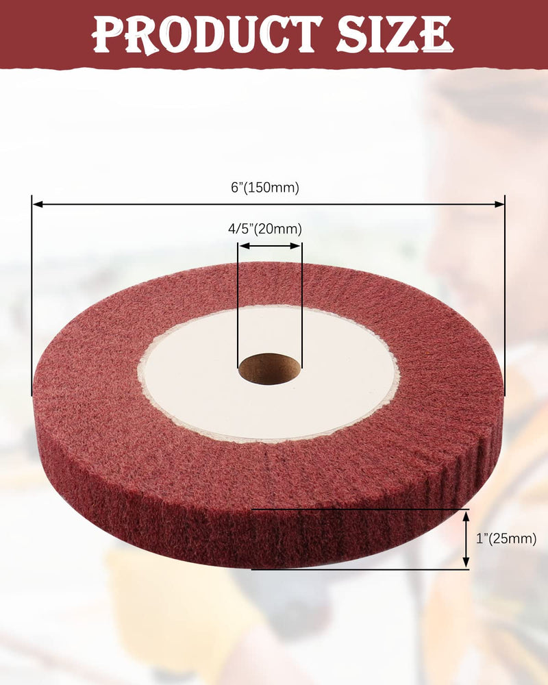 [Australia - AusPower] - 6 Inch Bench Grinder Polishing Wheel, 320 Grit Tight Weave Tough Polishing Burnishing Wheel, Great for Refurbishing Golf Clubs Metal Copper, Perfect Size 1" Thickness for 0.8" Arbor(Red). 2Pcs(6"x1" 320#) 