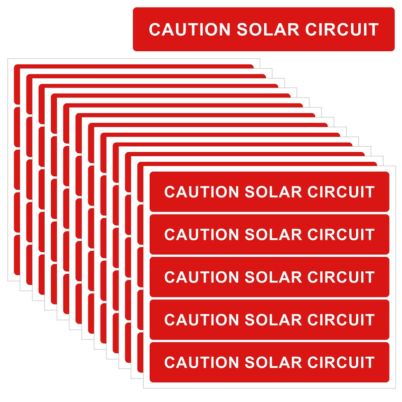250 Pcs Caution Solar Circuit Stickers - Pv Safety Warning Labels Photovoltaic System Safety Vinyl Sign for Solar Installers