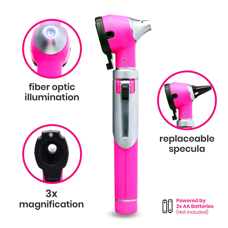 [Australia - AusPower] - Zyrev ZetaLife Otoscope Set with 150 Extra Disposable Specula Tips, Pink 