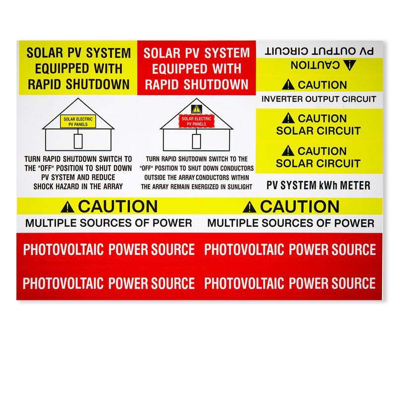 88 Pcs Photovoltaic Solar System Installer Micro Inverter Label Kit, UV Resistant Solar Stickers, Electrical Panel Safety Labels, Solar PV Warning Pack, Durable & Waterproof for Solar Installers