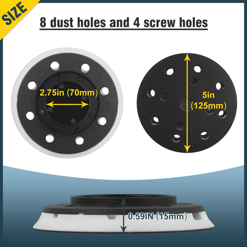 [Australia - AusPower] - Durable 492280 ETS 125 Eq & Pro 5 ltd Jetstream Sanding Pad 125mm (5 in), Hard, 8 Holes fit for festool ETS 125, ES 125, ETSC 125, Pro 5 ltd Random Orbit Sanders Include a 5" Protection Pad 