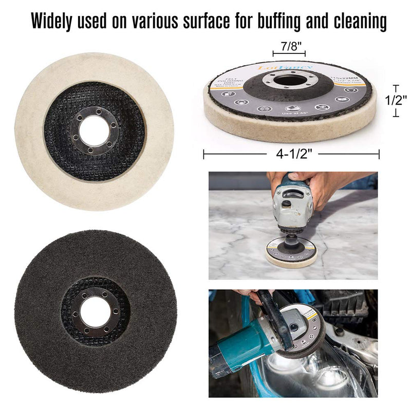 [Australia - AusPower] - LotFancy Flap Disc 4 1/2 inches, 11 Grinding Polishing Discs Set for Angle Grinder, 40 60 80 120 Grit Assorted Pack, Sanding Wheels, Strip Disc, Nylon & Felt Polishing Disc Kit 11 Pack Set 