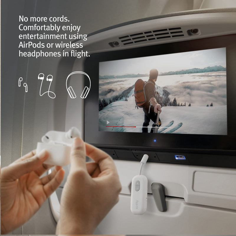 [Australia - AusPower] - Twelve South AirFly SE Bluetooth Wireless Audio Transmitter Receiver for AirPods or Wireless Headphones - Use with Any 3.5 mm Audio Jack for Airplanes, Gym Equipment, TVs, iPad/Tablets and Auto White 