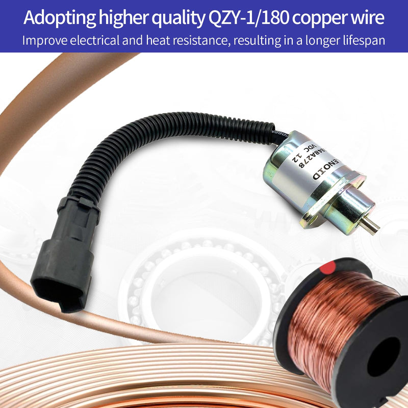 [Australia - AusPower] - 2848A278 Fuel Shut Off Solenoid 172-7209 3797073 173-1338 SA-4934-12 for Caterpillar Engine 3024C 3034 Perkins Hyster Engine UB704 Stop Solenoid 12VDC 