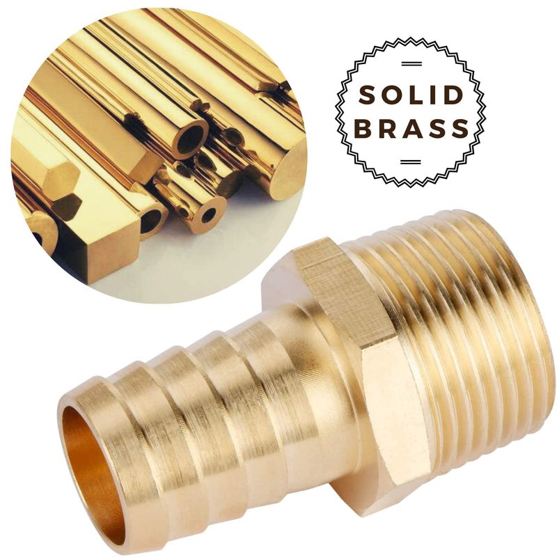 [Australia - AusPower] - 2pcs Brass Hose Barb Fitting, 3/4" Barb x 3/4" NPT Male, Adapter, NPT Male to Barb Pipe Fitting by CX WONDERLAND 
