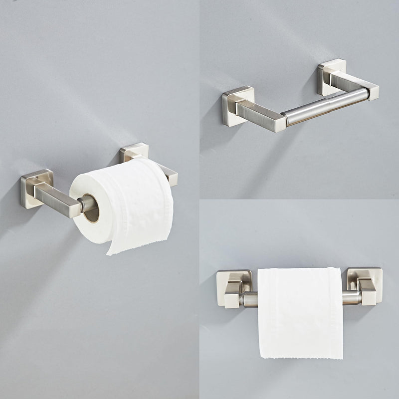 Brushed Nickel Bathroom Hardware Set 4 Pieces,Bathroom Accessories Set Stainless Steel Wall Mounted, Hand Towel Bar, Towel Ring, Robe Towel Hooks,Toilet Paper Holder,Towel Bar Set, 23.6 Inch Brushed Nickel 23.6Inch