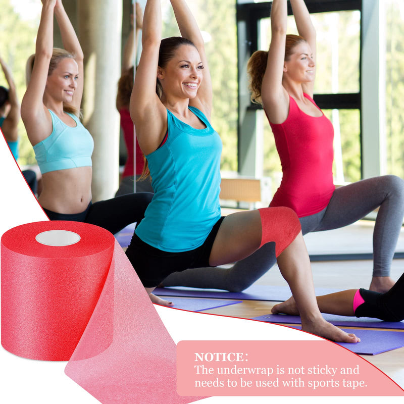 Nuanchu 30 Yards Pre-wrap Athletic Tape Pre Wrap Athletic Foam Underwrap Tape Foam Underwrap Bandage for Hair Soccer Sports Wrists Elbows Knees Ankles 2.76 Inches(Red) Red