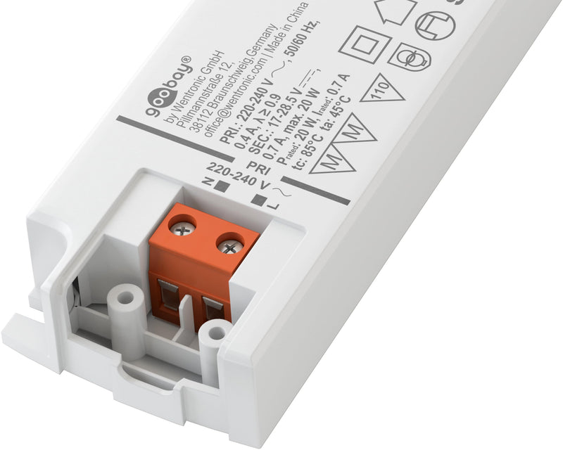 Goobay 65586 LED Transformer 700 mA/20 W - Transformer for Constant Current / Driver Constant Current Source - Interior Lighting/Power Supply Light