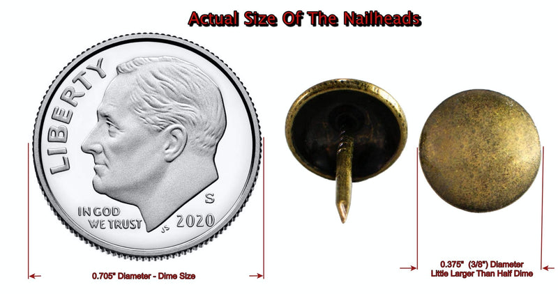 [Australia - AusPower] - 250 PCS, Head Size 3/8" Upholstery Tacks, Furniture Pins, Decorative Nails, Antique Brass - DX0595AB 3/8" - Antique Brass 