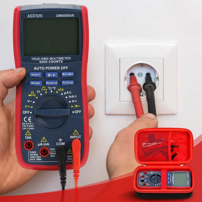 [Australia - AusPower] - Hard Storage Carrying Case Compatible with AstroAI Digital Multimeter and Analyzer TRMS 6000 Counts/AstroAI Multimeter Tester 2000 Counts, Hard EVA Travel Replacement Bag (Case Only) 