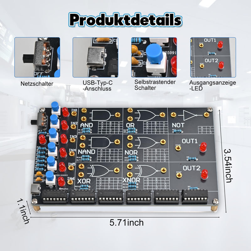 DIY Logic Gate Soldering Kit with LED Display | Electronics Soldering Kit for Learning to Solder with AND OR NOT NAND NOR XOR XNOR, Digital Logic Circuits for Students, Schools, STEM