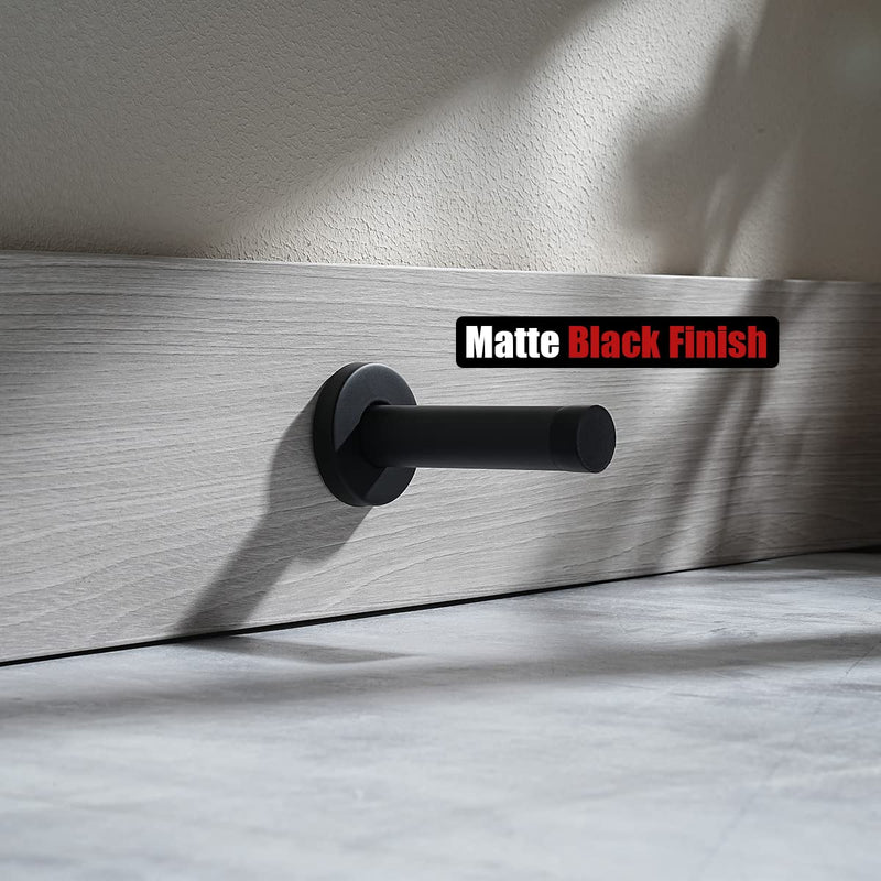 [Australia - AusPower] - JQK Door Stopper Black, 304 Stainless Steel Thicken 1mm Sound Dampening Door Stop Bumper Wall Protetor 2 Pack, Matte Black, DSB5-PB-P2 