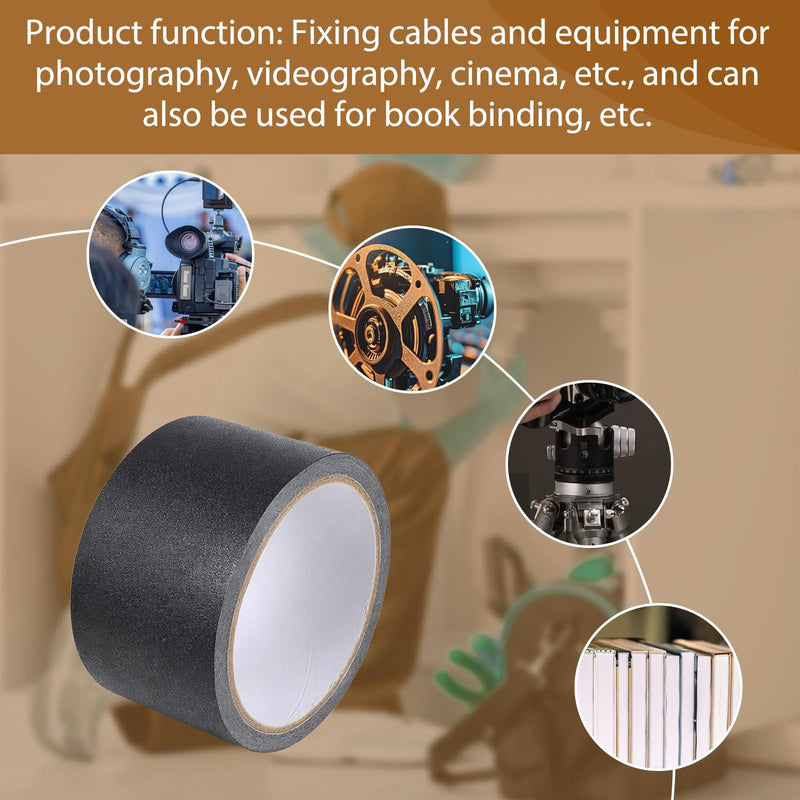 Book Repair Tape, Black Cloth Bookbinding Repair Tape Archival Document Repairs Tapes 2 Inch by 33 Feet Self Adhesive Matte Book Binding Tapes for Repairs Paper, Ephemera, Photos, Print and Artwork