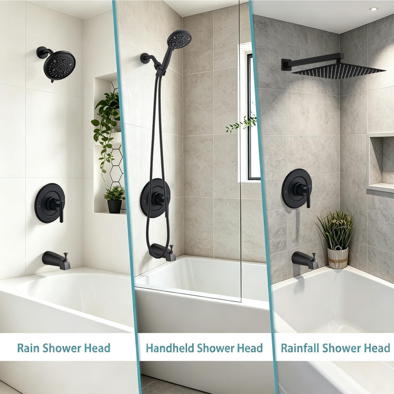 Replacement for Moen Posi-Temp Valve Only Shower Faucet Trim Kit (Valve& Catridge Not Inclued), Volume and Temperature Control Level Handle, Matte Black