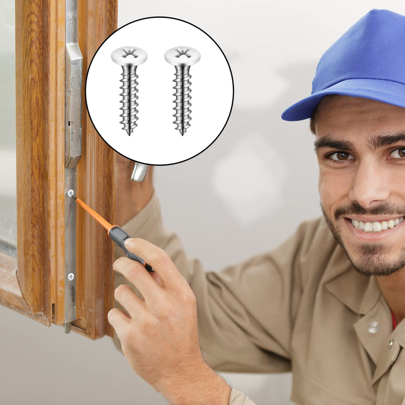 [Australia - AusPower] - 120 Pcs #8 White Head Screws Covers Wood Screws White Painted White Wood Screw Stainless Steel Wall Plate Screw Self Tapping Screw for Wall Plates Switches Covers Replacement, 3 Sizes 