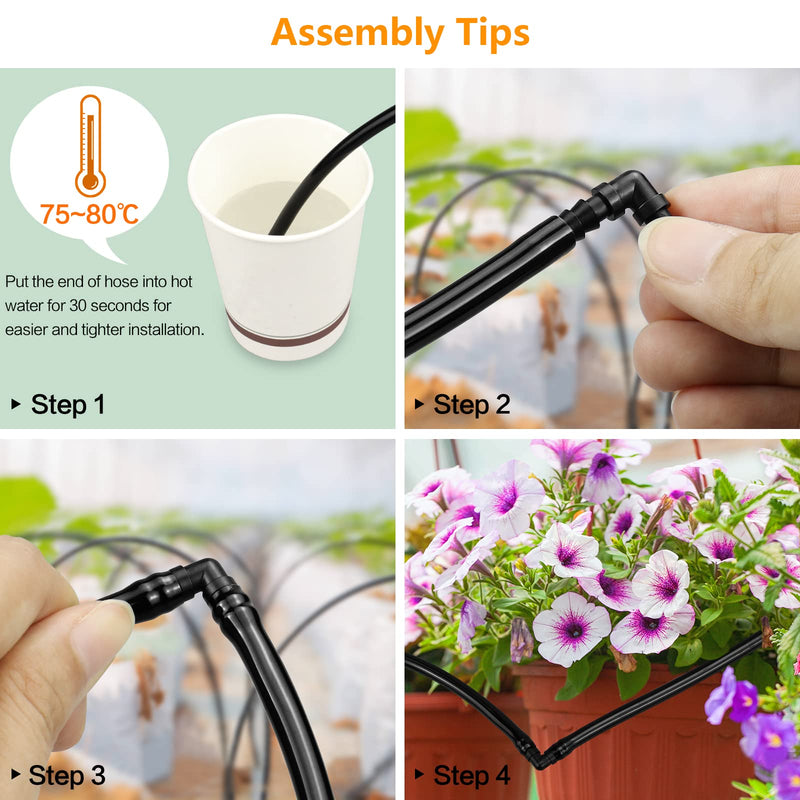 [Australia - AusPower] - Drip Irrigation Fittings Kit for 1/4 Inch Tubing, 260 Pcs 1/4" Drip Line Barbed Connectors - 85 Couplings, 55 Tees, 10 Nozzles, 10 Nozzle Tees, 25 Single barbs, 25 Elbows, 25 Plugs, 25 Crosses 4/7mm Drip Fittings Set-260P 