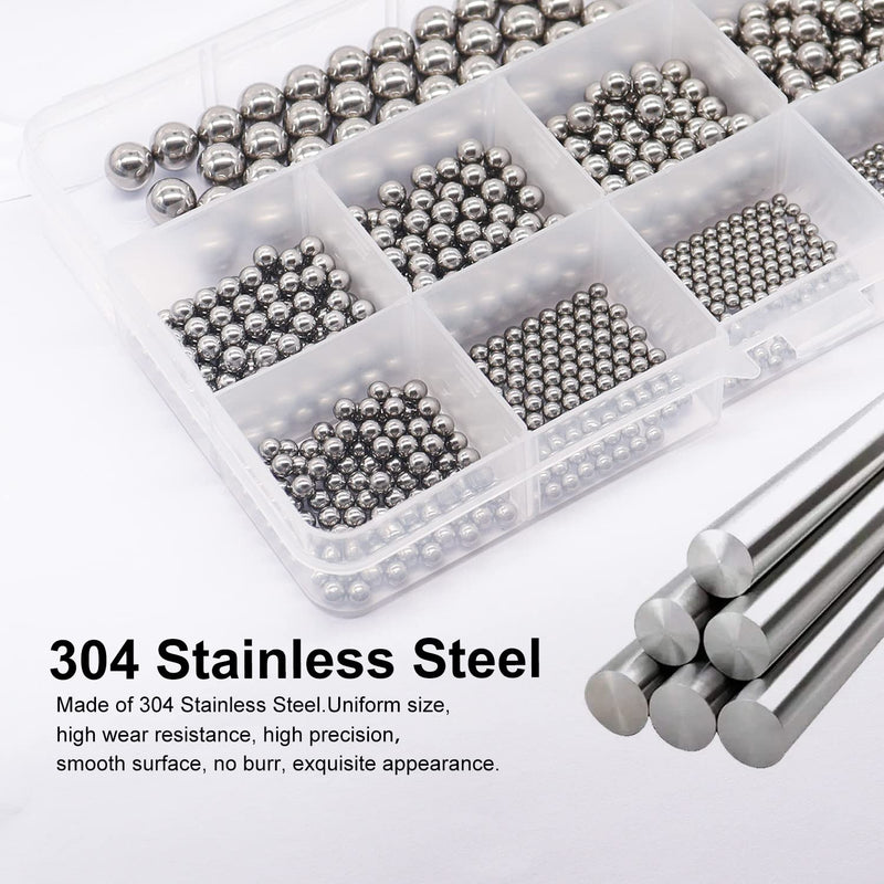[Australia - AusPower] - weideer 600pcs 12 Size Stainless Steel Precision Steel Balls 1-8mm Metric Bicycle Bearing Balls Assortment Kit Mixing Balls 1mm 2mm 2.5mm 3mm 3.5mm 4mm 4.5mm 5mm 5.5mm 6mm 7mm 8mm K-085-600 