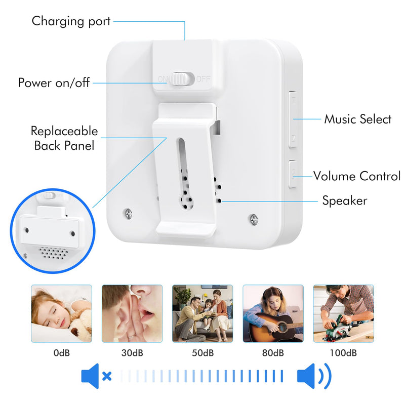 SINGCALL Wireless Portable Caregiver Pager Panic Alarm System Personal Alarm for Elderly/Kids/Pregnant/Patients 32 Chimes & 0-100dB Volume 1 Rechargeable Portable Receiver+ 2 Emergency Call Buttons 1 receiver and 2 call buttons