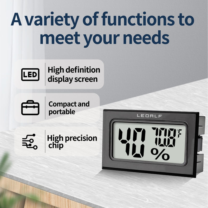 Humidity Meter Hygrometer Room Thermometer Indoor Digital Temperature and Humidity Monitor Mini Hygrometer Thermometer for House Office Home Garden and Cellar, 6 Pack Style B-Black-6pcs