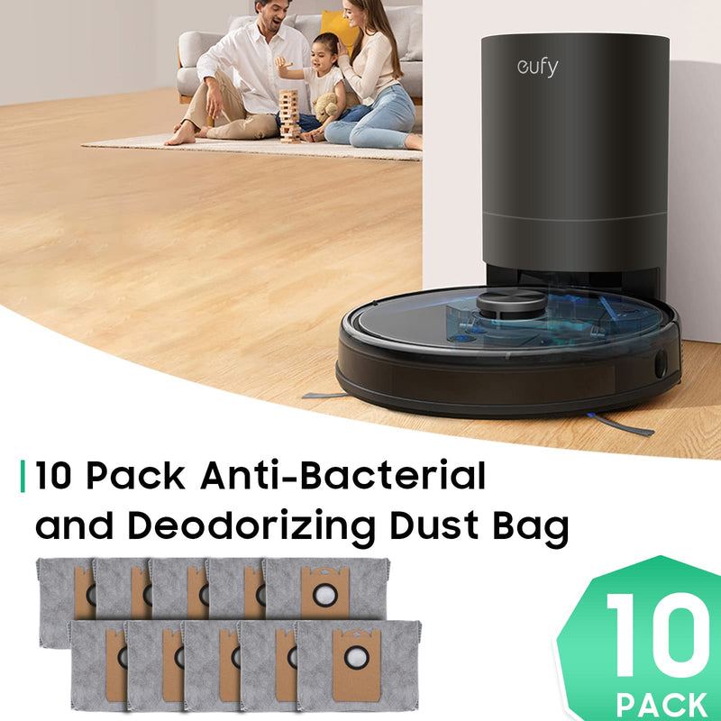 Leemone 10 PACK Dust Bags for eufy RoboVac L35 Hybrid/L35 Hybrid+ LR30 Hybrid/LR30 LR20 Auto-Empty Station, 4 Layer Filtration System with Activated Carbon Fabric to Remove Unwanted Odors 10 Pack L35 Dust Bags