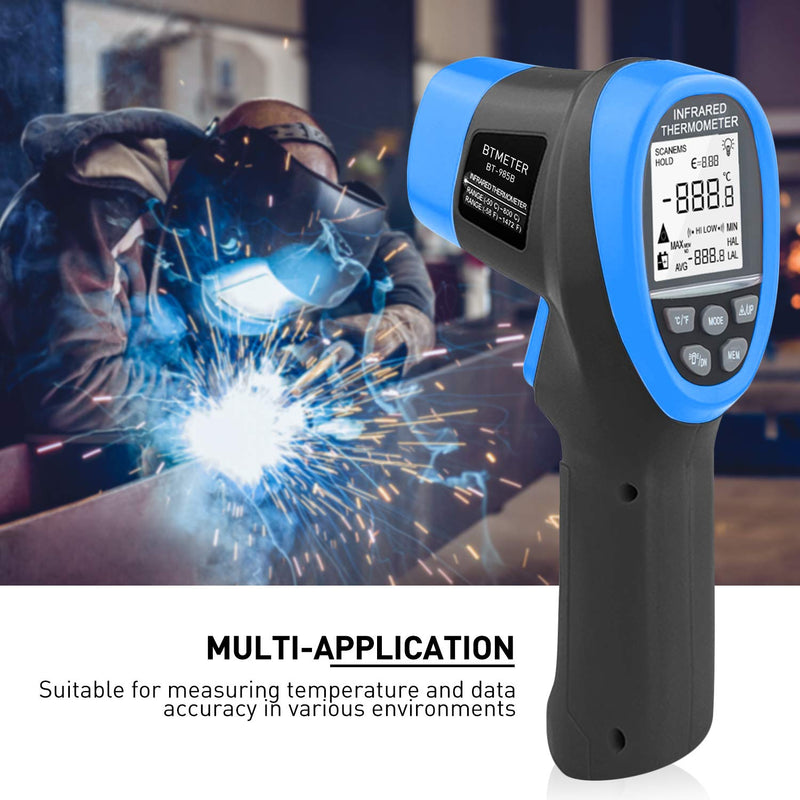 BTMETER BT-985B Laser Temp Gun Pyrometer, -58~2480℉(-50~1360℃) High Temperature Meter, 16:1 Distance Spot Ratio Industrial Infrared Thermometer Tester for Furnace, Smelting (NOT for Human Temp) BT-985B(-58 ℉ to 2480 ℉)