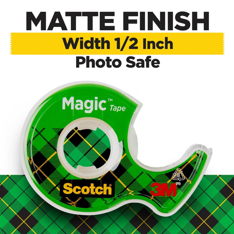 Scotch Magic Tape, 1 Roll, Numerous Applications, Invisible, Engineered for Repairing, 1/2 x 800 Inches, Dispensered (119) Pack of 1 Transparent Tape