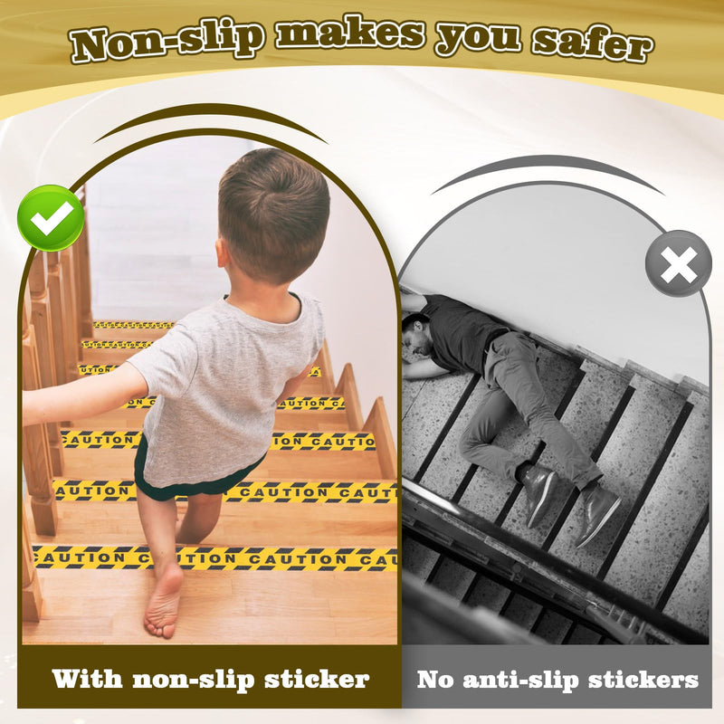 2pack Yellow Caution Tape, 1.97in x 65.6Ft Anti-Slip Caution Tape Roll, Warning Stickers, Watch Your Step Sign