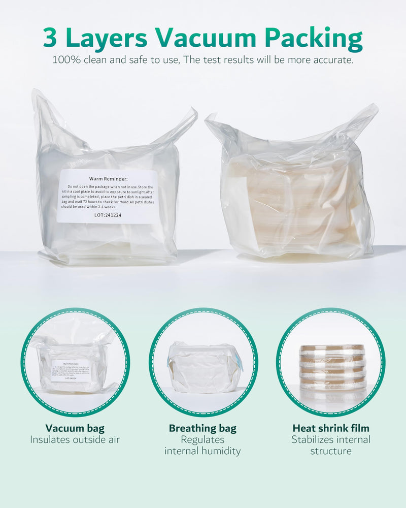Mold Test Kit for Home - 4 Easy Detection Tests for HVAC, Surfaces & Indoor Air Quality, DIY Black Mold Detector Testing Kit at Home, with Detailed Identification Aid & 5 x Magnifying