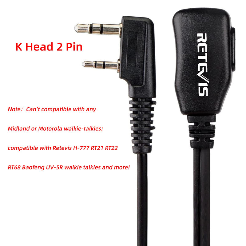 [Australia - AusPower] - Case of 10, Retevis Walkie Talkies Earpiece with Mic 2 Pin Acoustic Tube Headset Compatible with Baofeng UV-5R Retevis H-777 RT21 RT22 Arcshell AR-5 Two Way Radio 