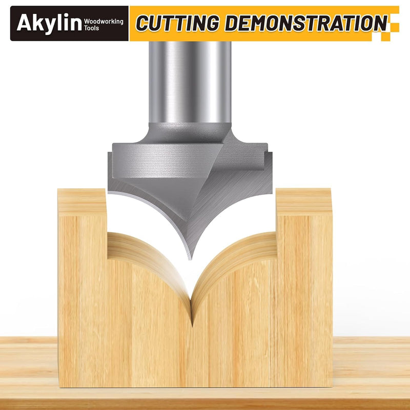 5pcs Point Cutting Roundover Router Bit Set,1/2" Shank,Cutting Dia. 3/8",5/8",3/4",7/8" and 1",Round-Over Plunge Cutter for Wood Plunging,Routing 1/2"x 5Pcs