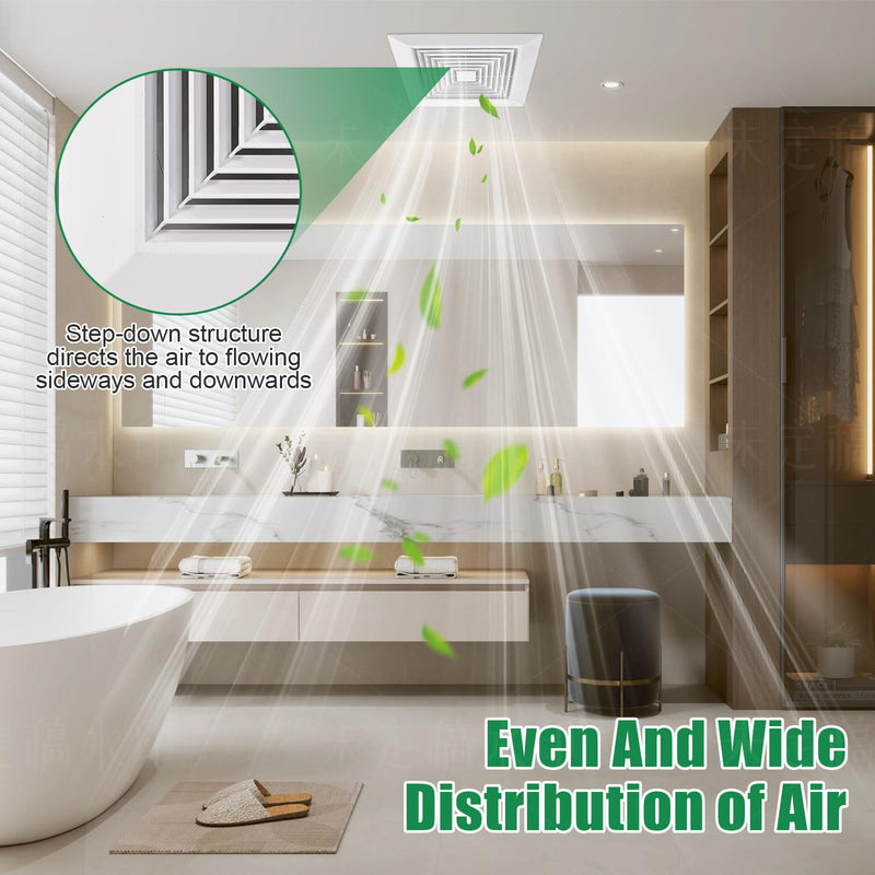 2-Piece (9"x9"Inches) Bathroom Exhaust Fan Cover with Spring, Square Ceiling or Wall Mounted Exhaust Fan, Ceiling Fan, Grille, Air Diffuser, Diverter Ventilation Hood, Replacement Accessories 9 X 9 inches 2