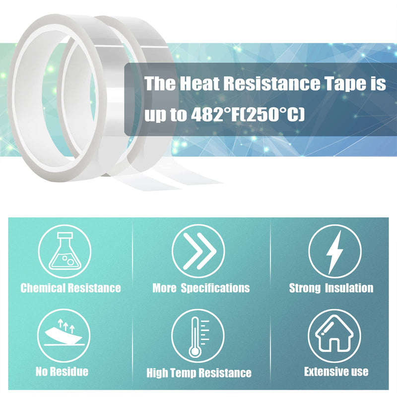 [Australia - AusPower] - 2 Rolls 20mm x33m(108ft) Clear Heat Tape,Transparent High Temperature Heat Resistant Tape,Heat Transfer Tape for Heat Press and Sublimation,Heat Transfer Vinyl,No Residue 