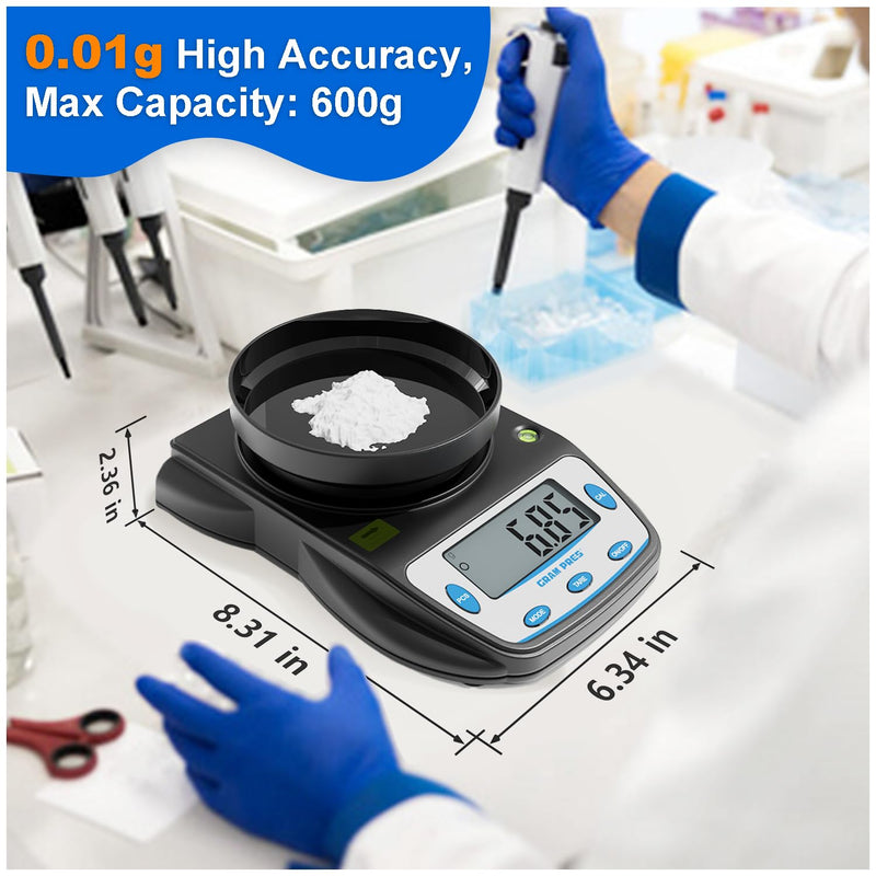 [Australia - AusPower] - Digital Lab Scale 600g X 0.01g Accuracy,Precision Electronic Gram Scale,Analytical Balance Scientific Scale,for Jewelry, Powders, Coins, Etc. 