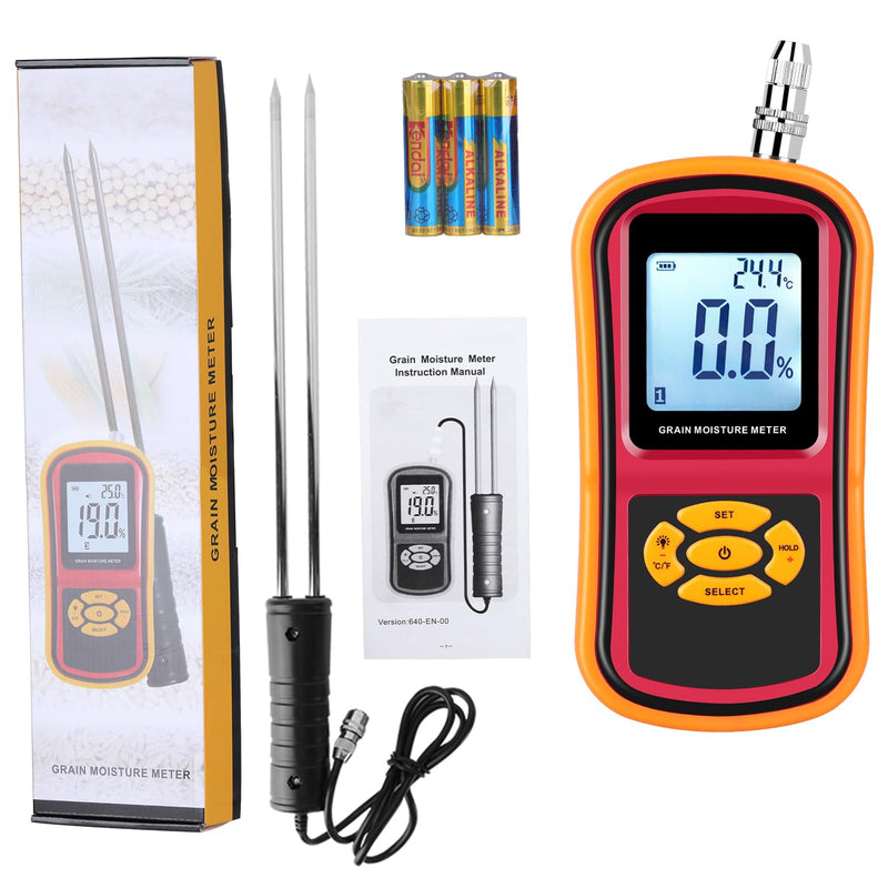 [Australia - AusPower] - Digital Grain Moisture Meter for Wheat Corn Rice Peanut Soybean, Grain Humidity Meter, Portable LCD Display Hay Moisture Tester, Multifunctional Moisture Meter Probe Humidity Tester 