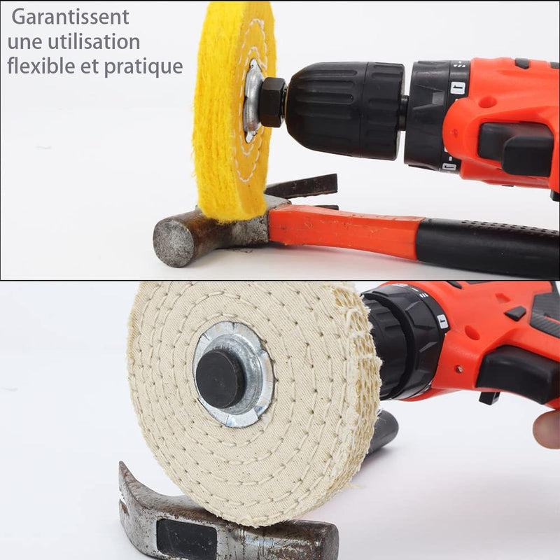 ANBOO 5 Polishing Discs with 2 Sets Polishing Wheel Polishing Pad Polishing Pad with 6mm Drill Chuck for Metal Wood Stone