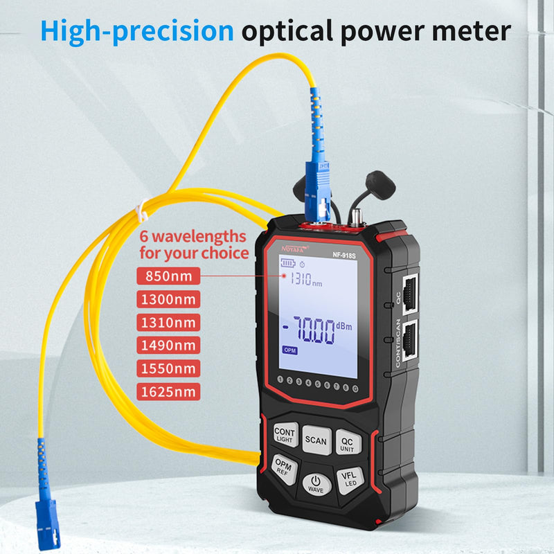 NOYAFA NF-918S Network Cable Tester with 6 wavelength Optical Power Meter, Cable Toner Ethernet Cable Tester RJ45 Network Tester with Visual Fault Locator, PoE Tester Network Tools
