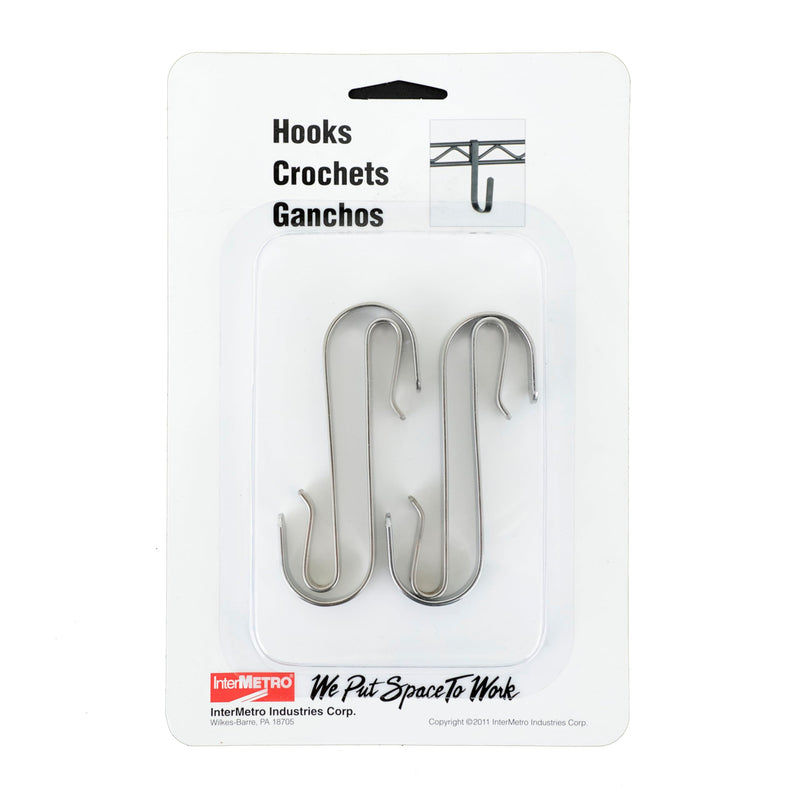[Australia - AusPower] - Metro LHK23C Snap-On Metal Hooks for Wire Shelving - 5 lbs Capacity Chrome J-Hooks for Hanging Kitchen Tools, Utensils and More - Pack of 4 