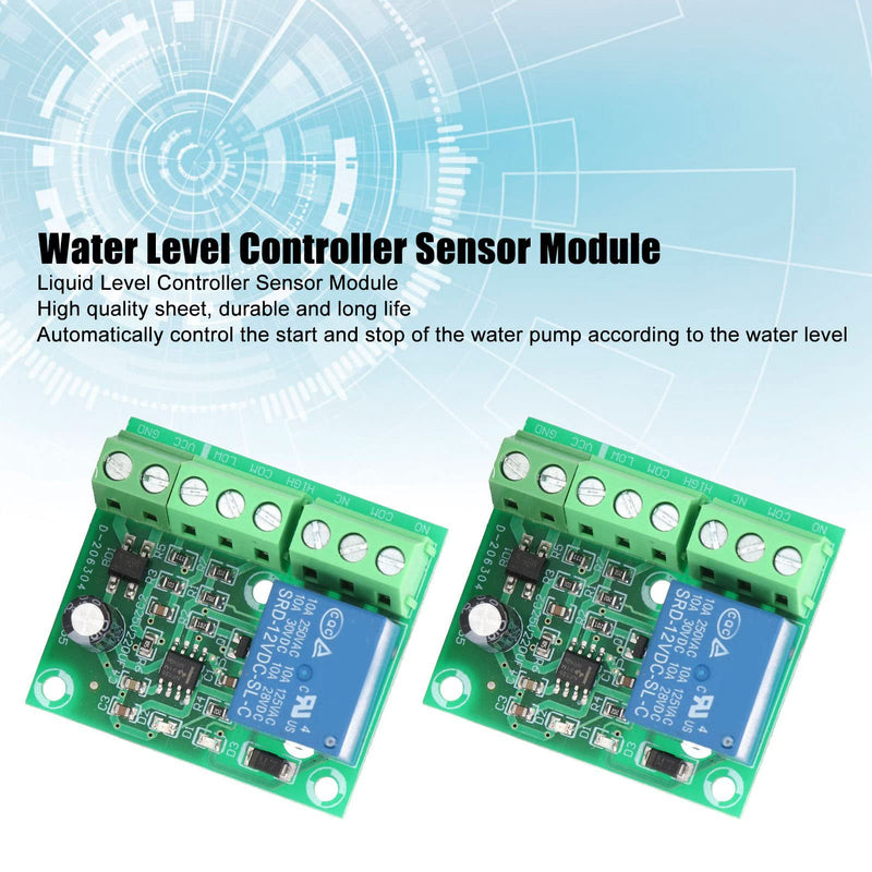 [Australia - AusPower] - 2Pcs Water Level Controller Module Liquid Level Detection Sensor Module Water Control Relay Switch Module for Automation Detection Pump Tank (12V) 12V 