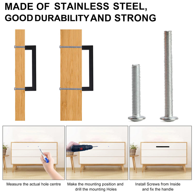 Cabinet Pulls Matte Black Cabinet Handles Square Drawer Pulls, 5 Pack 8-4/5 Inch Stainless Steel Kitchen Door Cupboard Cabinet Handles, Drawer Hardware Handles, 224mm Hole Centers 1 8-4/5 inch Hole Centers(224mm)