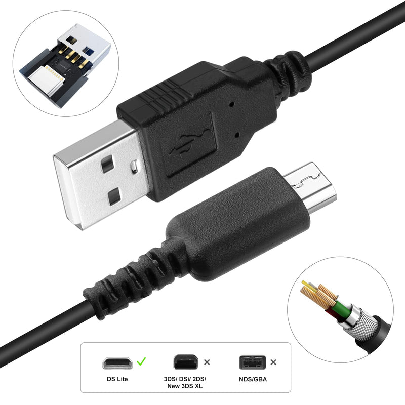 [Australia - AusPower] - 2 Pack DS Lite Charger Cable, NDSL USB Cord Charging Adapter Compatible with Nintendo DS Lite/DSL (4 ft) 