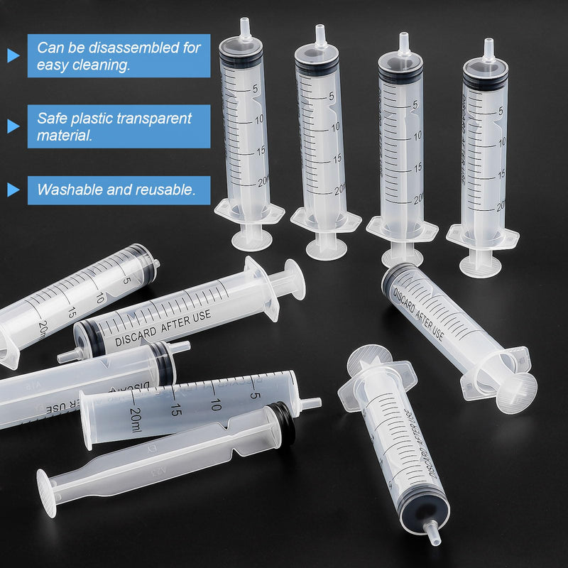 Pack of 10 Syringes, 20 ml Reusable Syringe, Dosing Syringe Without Needle | Tools for liquid measuring syringes, feed syringes, for laboratory, animal feeding, plant irrigation 20 ml, 10 pieces