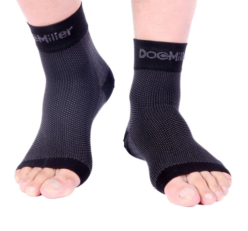 [Australia - AusPower] - Doc Miller Foot Ankle Compression Sleeve Support for Pain Relief, Achilles Tendonitis, Neuropathy - Nano Socks for Women & Men, Toeless Socks - Compress Sleeves for Fatigue, Feet Relief Black Medium 