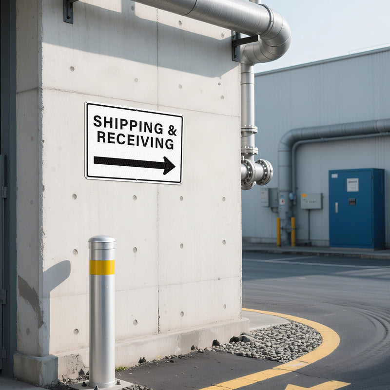 2 Pack Shipping and Receiving Sign with Right Arrow 12" x 18" Reflective Aluminum Metal Signs Rust-Free for Warehouses Factories Loading Docks and Business Use White-Right Arrow