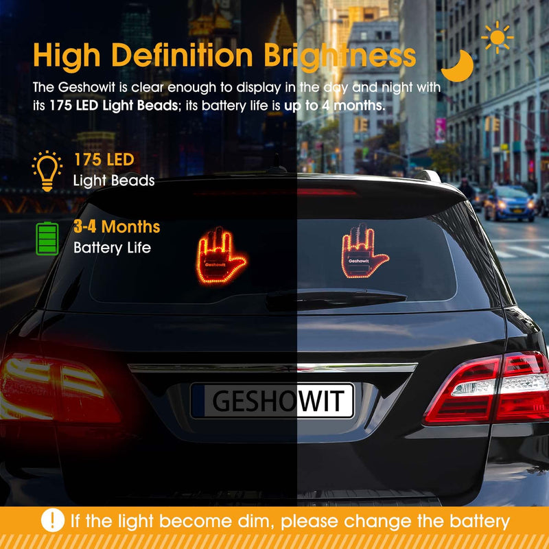 Car Accessories for Men, Car Finger Light with Remote - Give The Bird & Wave & Love to Drivers - Truck Accessories, Finger Flicker LED Hand Gesture Signs, Ideal Gift for Men and Women Black