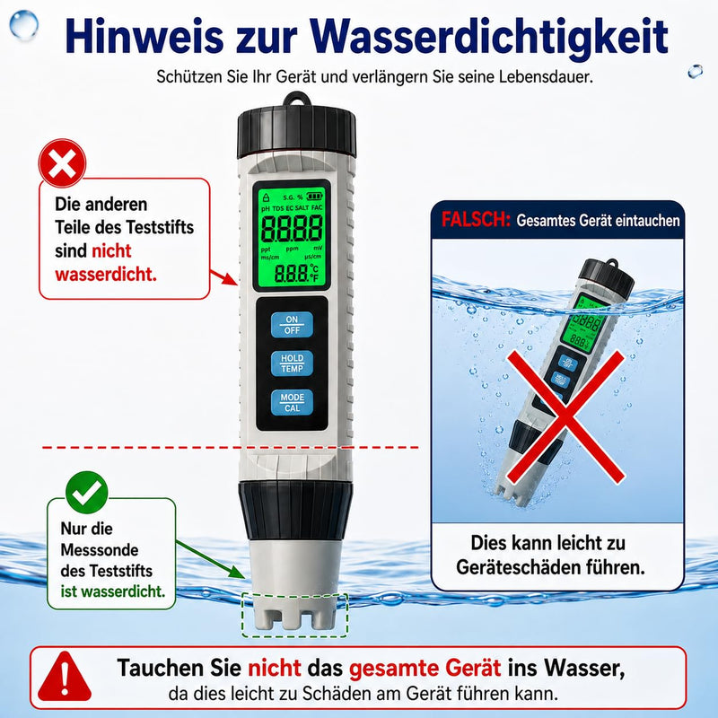 8-in-1 PH Meter Water, Pool Chlorine Meter, Digital Water Quality Tester for pH, TDS, EC, Salinity, S.G., Chlorine, ORP and Temperature, for Swimming Pool, Aquarium, Hot Tub, Drinking Water